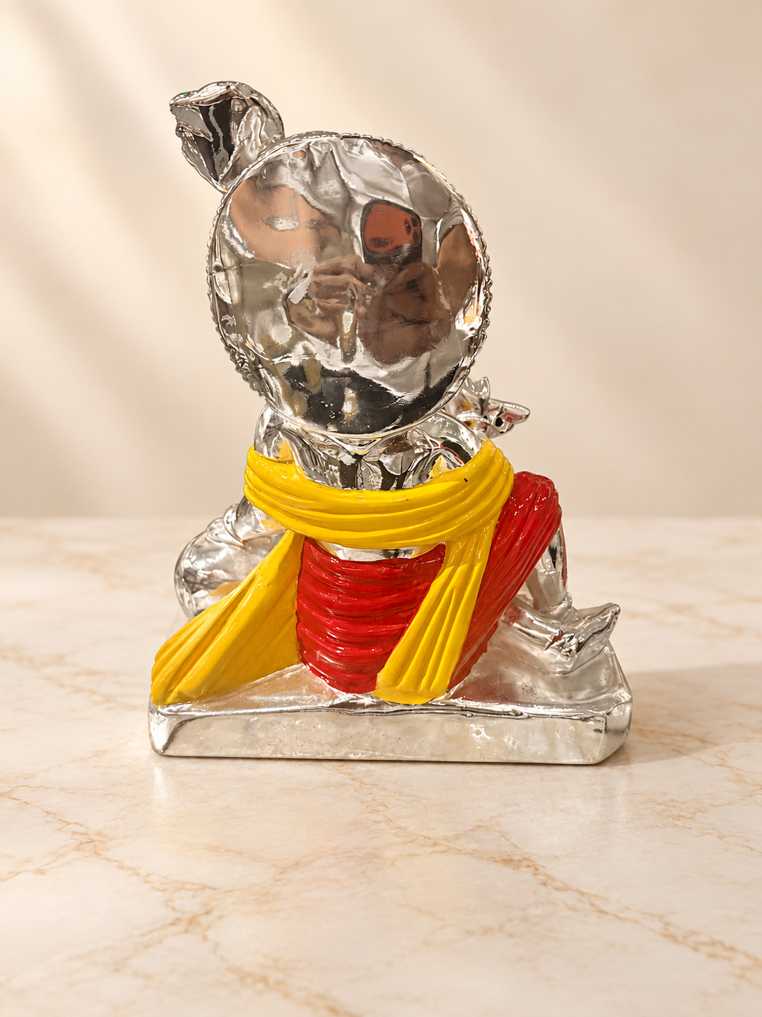 Silver Cladded Krishna Ji with Sitting Cow