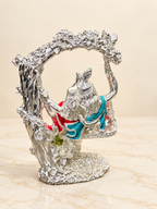 Silver Cladded Krishna Ji with Jhula