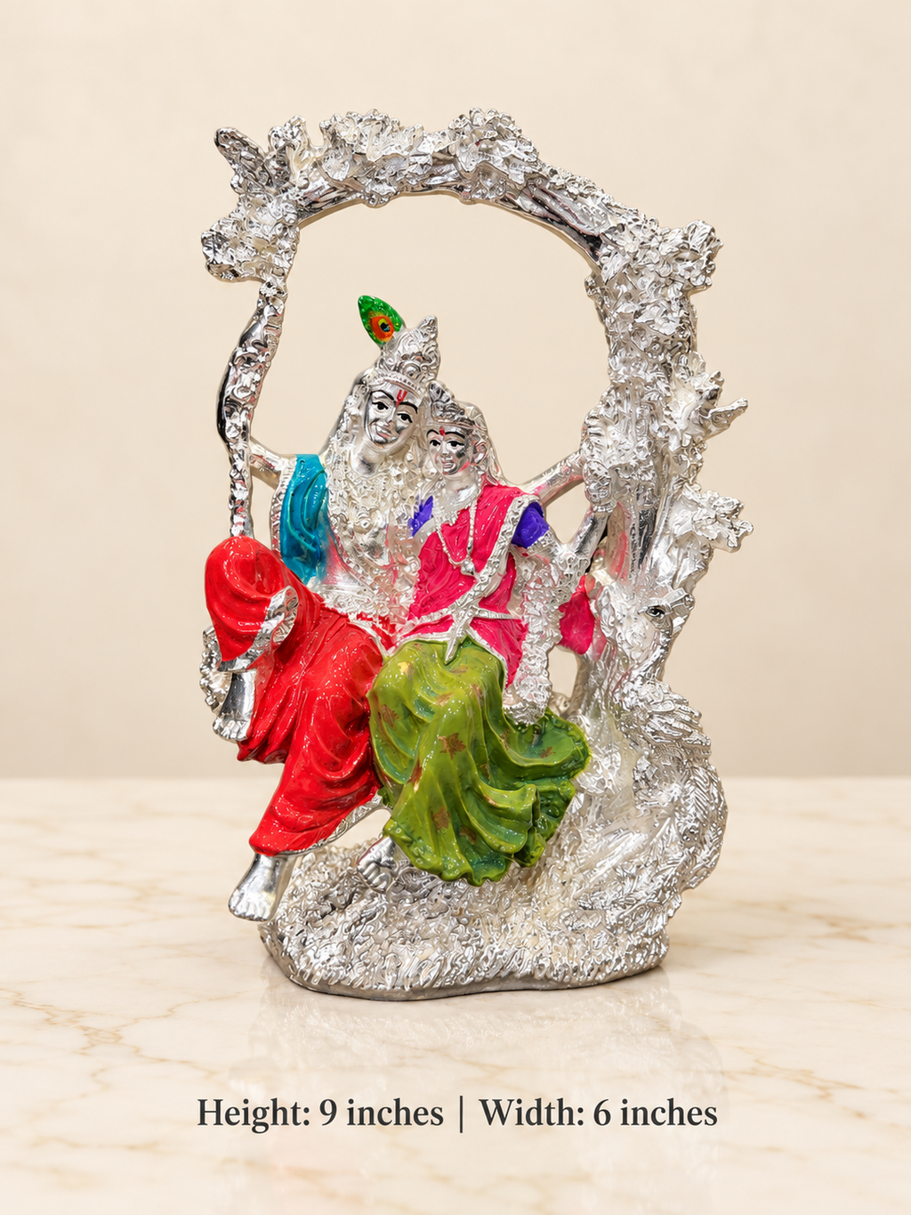 Silver Cladded Krishna Ji with Jhula