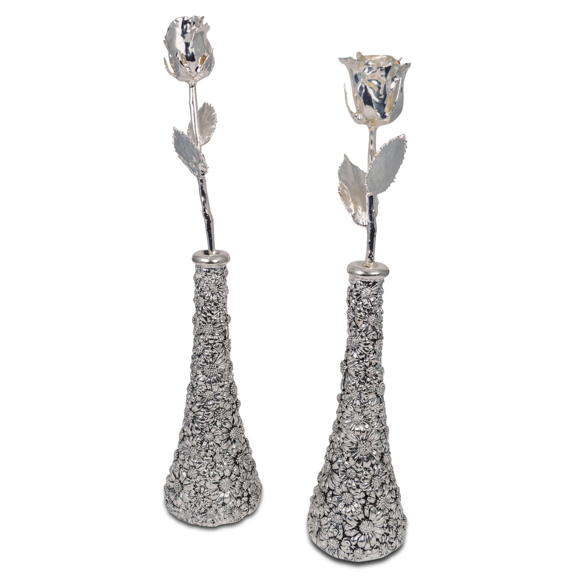 Flower vase with rose - Pair