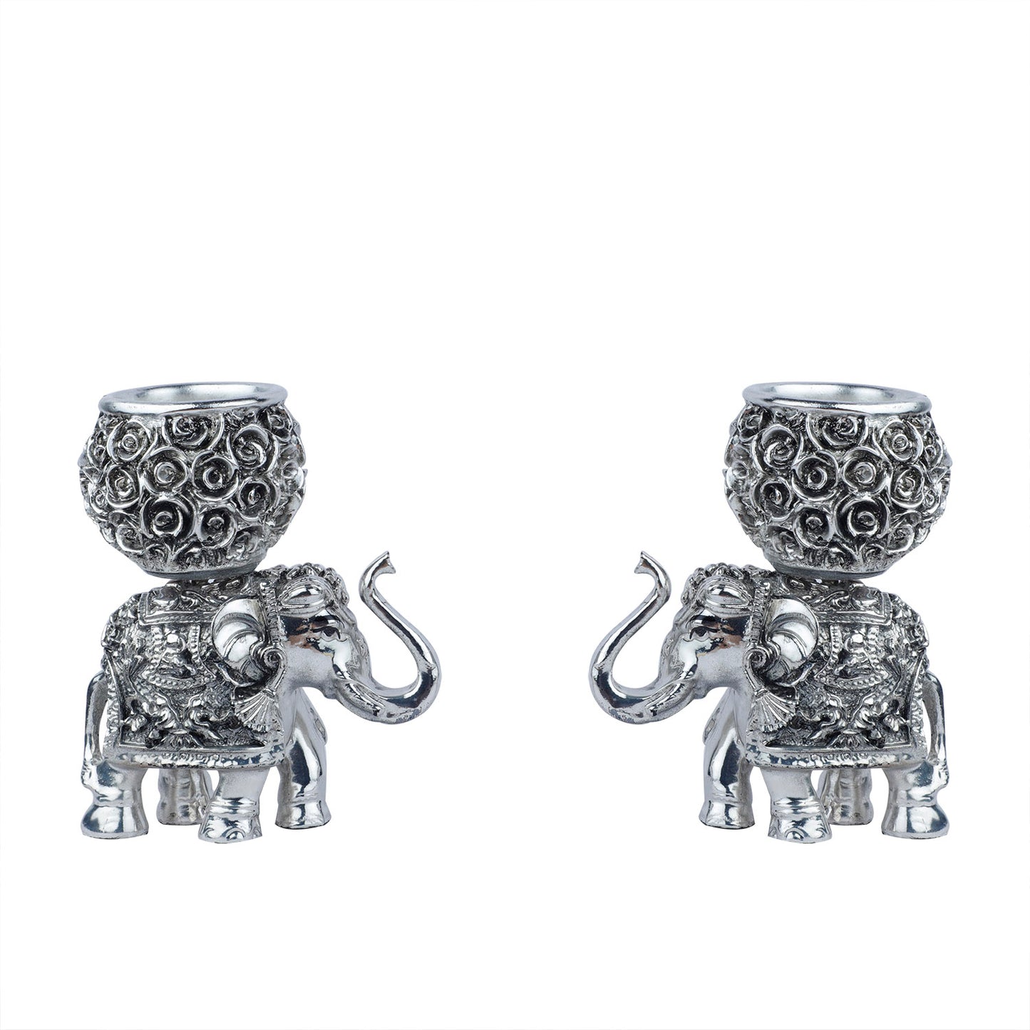 Elephant with t light holder - PAIR