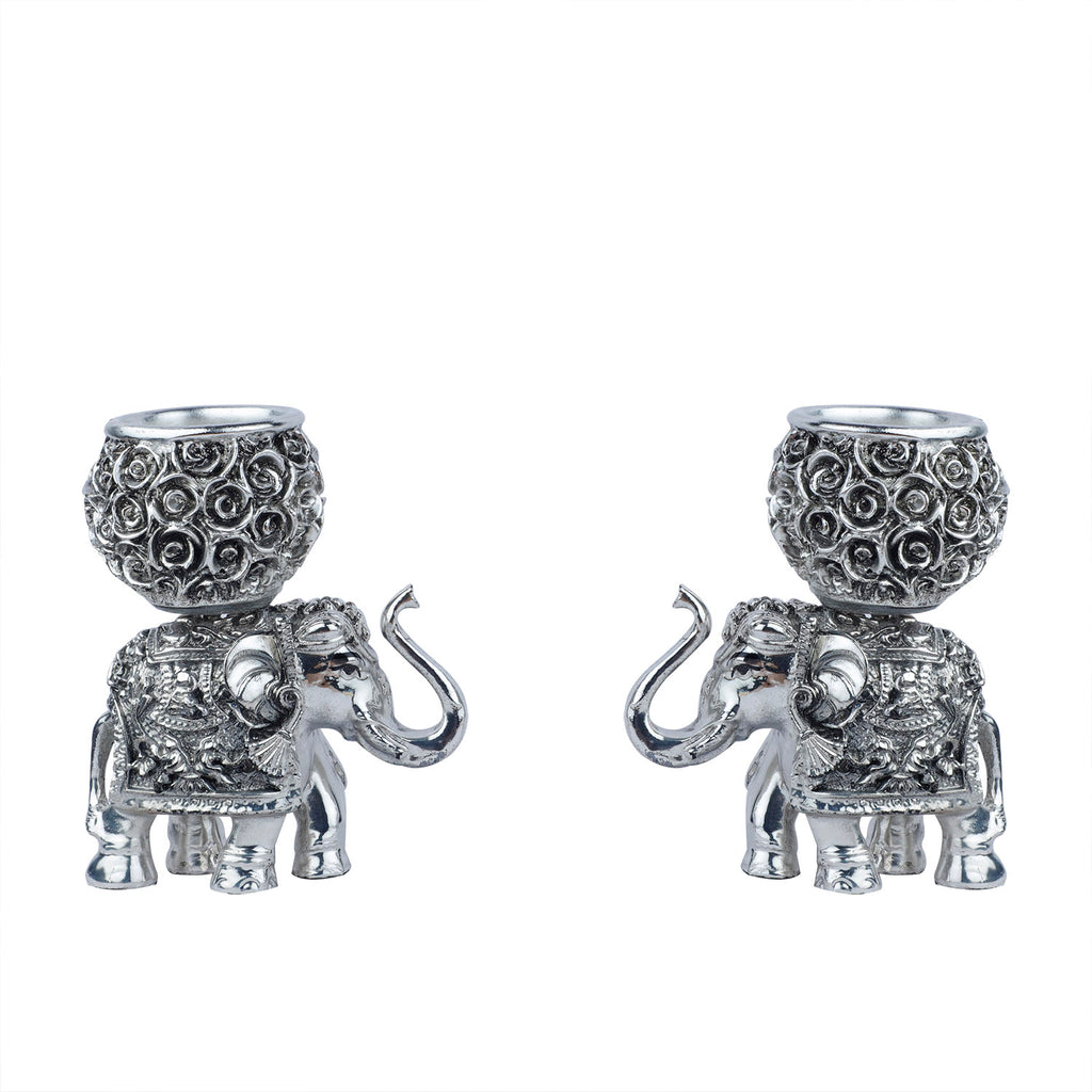 Elephant with t light holder - PAIR