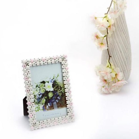 Enamel double layer flower photo frame