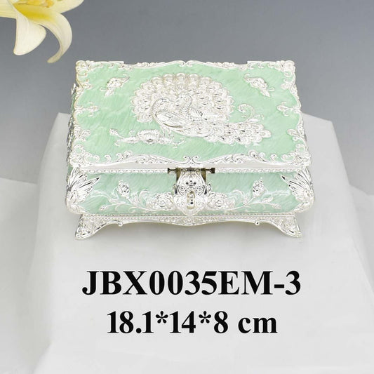 Peacock enamel box - sea green