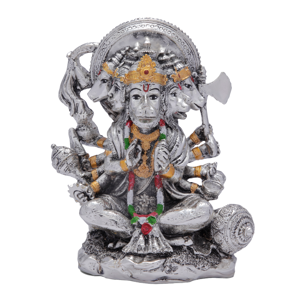 Pure Silver 990 Panchmukhi Hanuman Idol ~ CaratCafe – CaratCafeInd