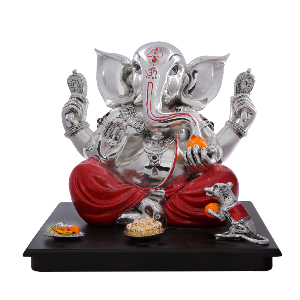 Lord Ganesha with Fruits and Ladoos