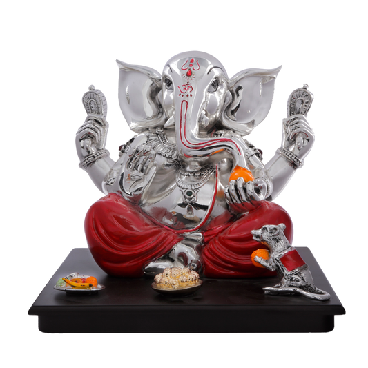 Lord Ganesha with Fruits and Ladoos